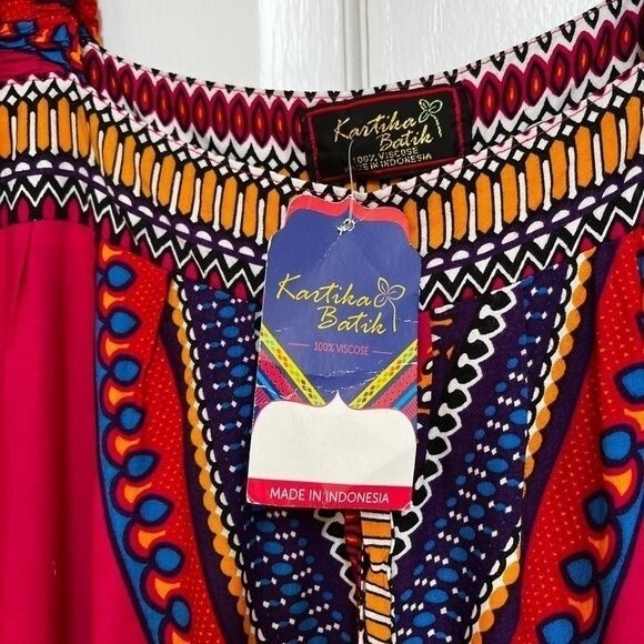 Kartika Batik Square Neck Bold Print Maxi Dress L NWT - Picture 9 of 9